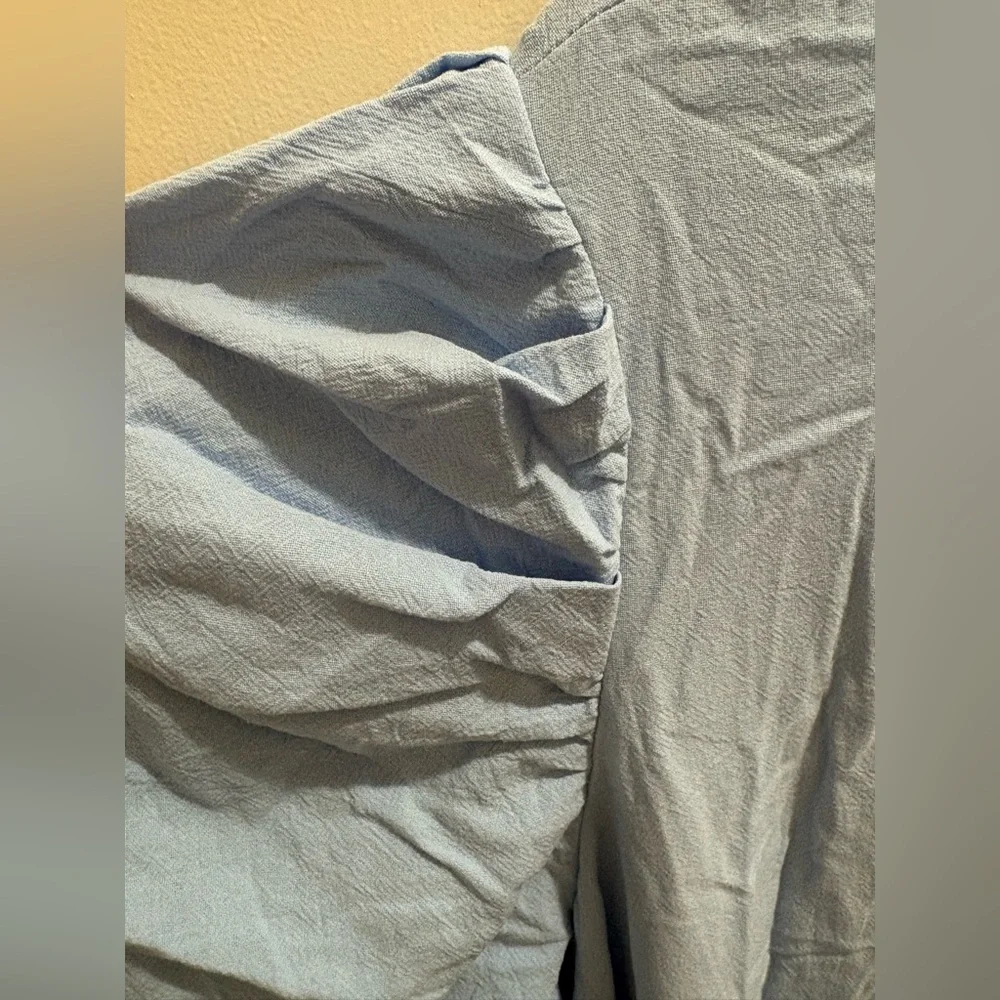 NWT SHEIN Curve 4XL Light Blue Tiered Puff-Sleeve Cotton Dress - Picture 7 of 9